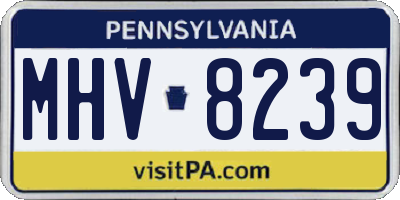 PA license plate MHV8239
