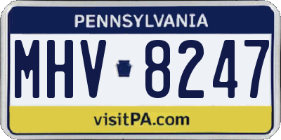 PA license plate MHV8247