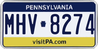 PA license plate MHV8274