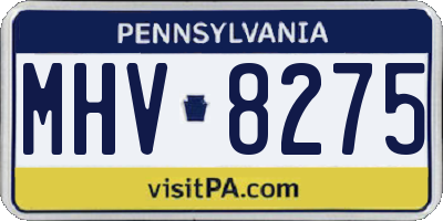 PA license plate MHV8275