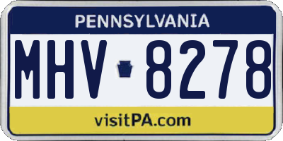 PA license plate MHV8278
