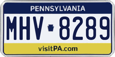 PA license plate MHV8289