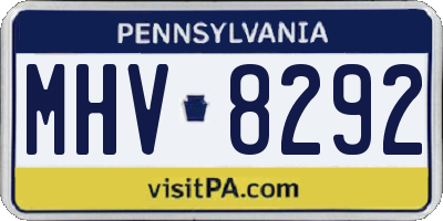 PA license plate MHV8292