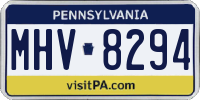 PA license plate MHV8294