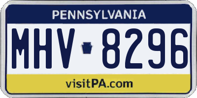 PA license plate MHV8296