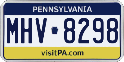 PA license plate MHV8298