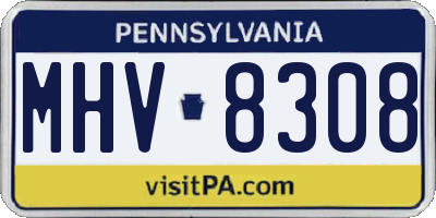 PA license plate MHV8308