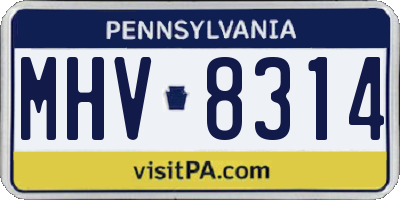 PA license plate MHV8314