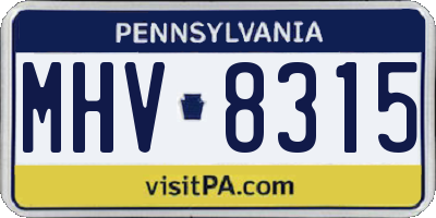 PA license plate MHV8315