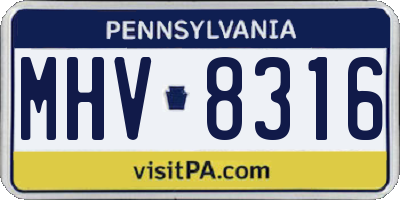 PA license plate MHV8316