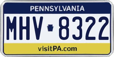 PA license plate MHV8322