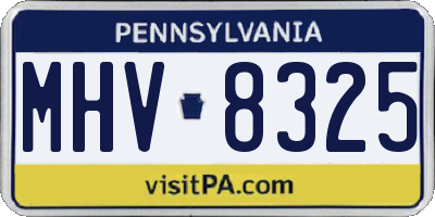 PA license plate MHV8325