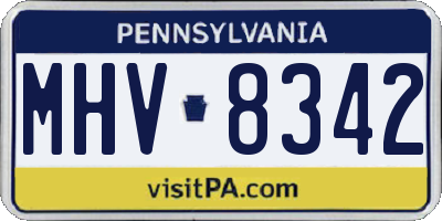 PA license plate MHV8342