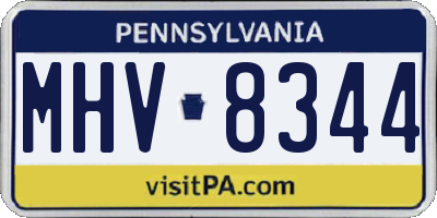 PA license plate MHV8344
