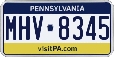 PA license plate MHV8345