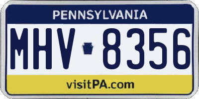 PA license plate MHV8356