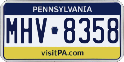 PA license plate MHV8358