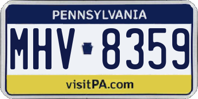 PA license plate MHV8359