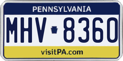 PA license plate MHV8360