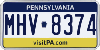 PA license plate MHV8374