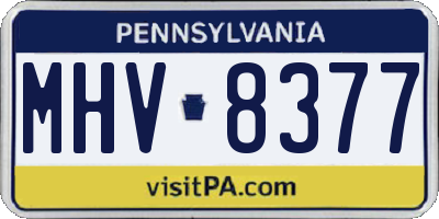 PA license plate MHV8377