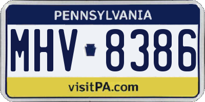 PA license plate MHV8386