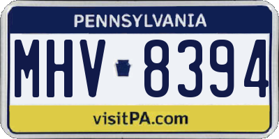 PA license plate MHV8394