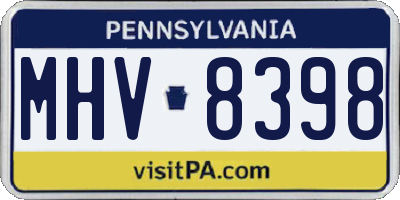 PA license plate MHV8398
