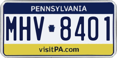 PA license plate MHV8401
