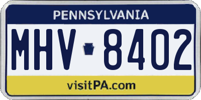 PA license plate MHV8402