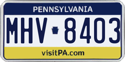 PA license plate MHV8403