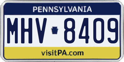 PA license plate MHV8409