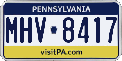 PA license plate MHV8417