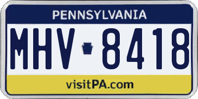 PA license plate MHV8418