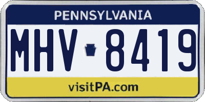 PA license plate MHV8419