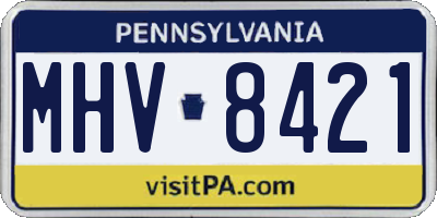 PA license plate MHV8421