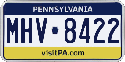 PA license plate MHV8422