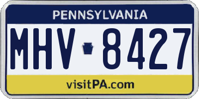 PA license plate MHV8427