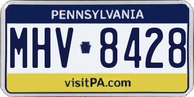 PA license plate MHV8428