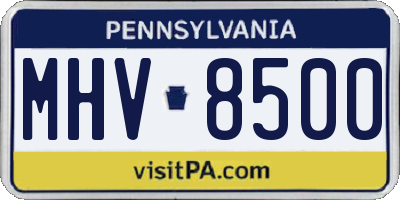 PA license plate MHV8500