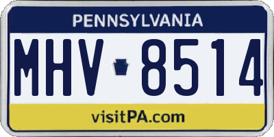 PA license plate MHV8514