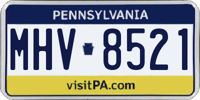 PA license plate MHV8521