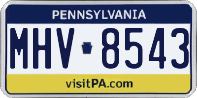 PA license plate MHV8543