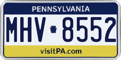 PA license plate MHV8552