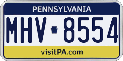 PA license plate MHV8554