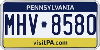 PA license plate MHV8580