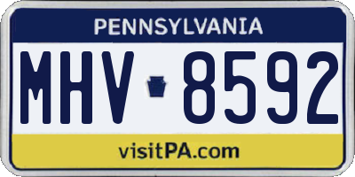 PA license plate MHV8592