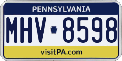 PA license plate MHV8598