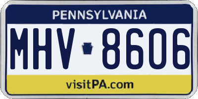 PA license plate MHV8606