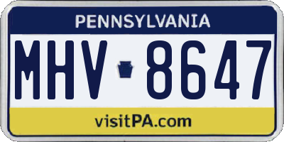PA license plate MHV8647